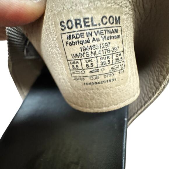 Sorel Cameron Flatform Buckle Sandals | Size 8.5 | Taupe & Black | Chunky Sole - Picture 5 of 6